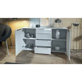 Vladon SIDEBOARD Porto Sandgrau Hochglanz