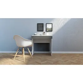 Dmora Linearer Schreibtisch mit einer Schublade, weiß und anthrazit, Maße 74 x 76 x 48 cm