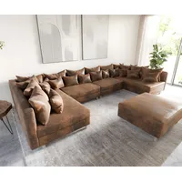 DeLife Wohnlandschaft Clovis XL Braun Antik Optik modular Hocker, Design Wohnlandschaften, Couch Loft, Modulsofa, modular