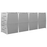vidaXL Mülltonnenbox für 4 Tonnen 276,5 x 77,5 x 115,5 cm grau