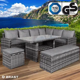 Poly-Rattan Eck Sitzgruppe ECO grau/anthrazit