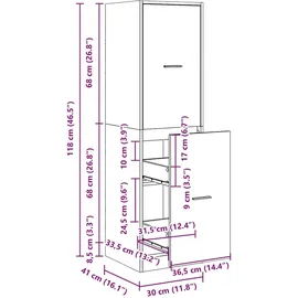 vidaXL Apothekerschrank Altholz-Optik 30 x 41 x 118 cm Braun