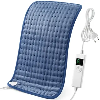 Heizkissen mit Abschaltautomatik, 44x84 cm Wärmekissen Elektrische mit 4-Stunden-Timer und 6 Heizstufen, Heating Pad mit Digitaler Fernbedienung, Waschmaschinenfest Heizkissen Rücken Blue