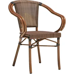 4er-Set Bistro Textilen Stuhl | Textilene | Grau-Braun | Stapelbar | Textilen Gewebe Stuhl, Terrassen Textilen Stuhl, Outdoor Textilen Stuhl