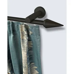 Gardinenstange GARESA "AGROS", schwarz, L:480cm Ø:20mm, Aluminium, Holz, Kunststoff, Gardinenstangen, Vorhanggarnitur, einfache Montage, verlängerbar, Wandmontage, Spitze