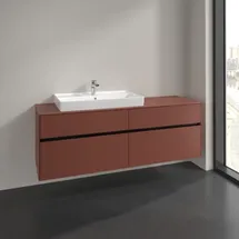 Villeroy & Boch Collaro Waschtischunterschrank C026B0AH 160x54,8x50cm, Waschtisch links, LED-Beleuchtung 12W, Wine red