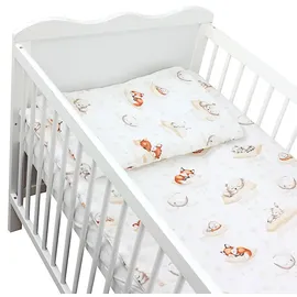 TupTam Kinder Gemusterte Bettdecken Set Ganzjahresdecke Bettdecke Kopfkissen Flachkissen 2tlg., Farbe: Schlafende Baby Tiere/Beige, Größe: 135x100 cm