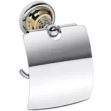 BRILLANTBAD BETRO GOLD Papierrollenhalter mit Deckel Messing Gold Chrom 140x150x100 mm für Bad & WC >> zum Bohren