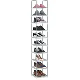 10-Tier Schuhregal, Vielseitige Schuhregal Lagerung, Home Schuh Tower Regal, Metall Schuhständer Speicher Organizer Rack, Platz sparende Speicher Organizer Stand für Eingang, Schlafzimmer, grau