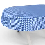 ANRO Tischdecke aus Stoff Textil abwaschbar Tischwäsche Tischtuch Baumwolle Polyester Vichy Blue Oval 180x140cm In-/Outdoor Tischdecke