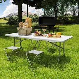 Outsunny Gartentisch Klappbar 180 x 74 x 74 cm Weiß