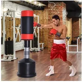 HOMCOM Standboxsack Boxpuppe Boxdummy DummyTraining (Boxsack, 1-tlg., Boxpartner), 158-186 cm Höhenverstellbar NEU Schwarz+Rot bunt|rot|schwarz