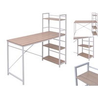 vidaXL Schreibtisch mit Bücherregal mit 4 Böden Eiche