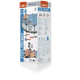 BESTWAY Steel Pro Max Frame Pool Set 366 x 76 cm lichtgrau inkl. Filterpumpe
