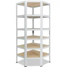 shelfplaza Eckregal Metall 230x90x60 cm weiß 6 Böden