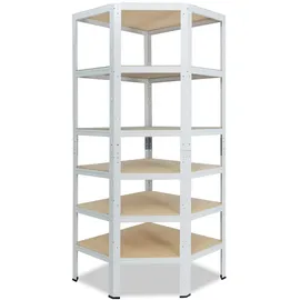 shelfplaza Eckregal Metall 230x90x60 cm weiß 6 Böden
