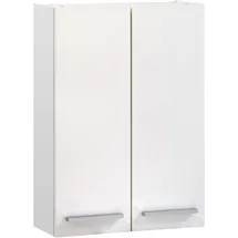 Saphir Hängeschrank Quickset 335 Badschrank 50 cm breit mit 2 Türen und 2 Einlegeböden Badezimmer-Hängeschrank inkl. Griffe in Chrom Glanz weiß