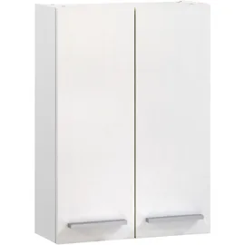 Saphir Hängeschrank Quickset 335 Badschrank 50 cm breit mit 2 Türen und 2 Einlegeböden Badezimmer-Hängeschrank inkl. Griffe in Chrom Glanz weiß