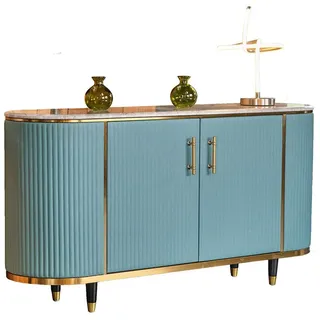 KAWOLA Sideboard MARIA Marmorplatte Kunstleder hellblau
