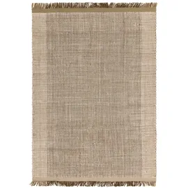 KADIMA DESIGN Wollteppich handgewebt mit Fransen PISA, geometrisch, Olivgrün, 160 x 230 cm
