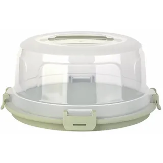 ENGELLAND Runde Kuchen-Transportbox mit Griff, Deckel und 4-fach Klick-Verschluss, Farbe: Pistazien-Grün, Ø 36,50 cm x H 17,50 cm, BPA-frei, Torten-haube, Stückeinteilungshilfe