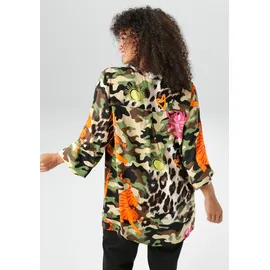 aniston plus Schluppenbluse beige/orange/pink/schwarz 46