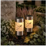 MARELIDA LED Solar Grablichter Kunststoff H: 14cm D: 6cm 2er Set weiß