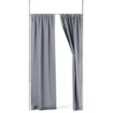Umbra Anywhere Rod Ausziehbare Vorhangstange und Raumteiler, mobile Teleskop- und Klemmvorhangstange, Montage ohne Bohren und Schrauben, D25mm, 91-168 cm, Nickel