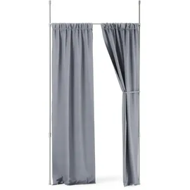 Umbra Anywhere Rod Ausziehbare Vorhangstange und Raumteiler, mobile Teleskop- und Klemmvorhangstange, Montage ohne Bohren und Schrauben, D25mm, 91-168 cm, Nickel