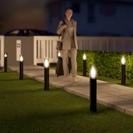 SSC-LUXon 4 Stück VARDA Standleuchte Außen schwarz E27 Fassung - Außenstehleuchte Höhe 50 cm Gehwegleuchte Design Pollerlampe