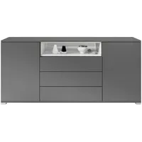 Vladon Sideboard, Weiß Hochglanz, Holzwerkstoff, 166.5x75.5x35 cm, Wohnzimmer, Kommoden