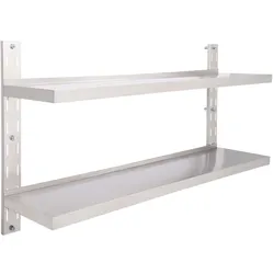vidaXL Wandregal mit 2 Ablagen Edelstahl 150x30 cm