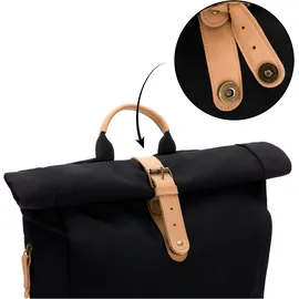 fillikid Wickelrucksack Rolltop Berlin schwarz, inkl. Wickeltunterlage schwarz