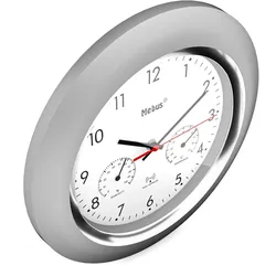Mebus 19454 Wanduhr Digitale Wanduhr Rund Silber, Weiß