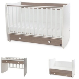 Lorelli Babybett Dream 60 x 120 cm umbaubar Schreibtisch Kinderbett Schaukelbett braun weiß
