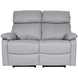 Mendler 2er Kinosessel HWC-L93, Relaxsessel Fernsehsessel Sofa, Armlehne Liegefunktion Nosagfederung Stoff/Textil ~ hellgrau