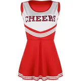 Carnavalife Cheerleader-Kostüm für Damen, Cheerleader-Kostüm, für Herren, Halloween, Karneval, amerikanischer Stil, Cheerleader-Kostüm ohne Pompons, Rot, Größe XS