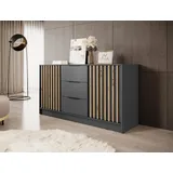 moeblo Kommode JOHN 155 x 86 x 45 cm Schwarz / Graphit