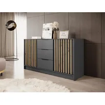 moeblo Kommode JOHN 155 x 86 x 45 cm Schwarz / Graphit