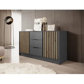 moeblo Kommode JOHN 155 x 86 x 45 cm Schwarz / Graphit