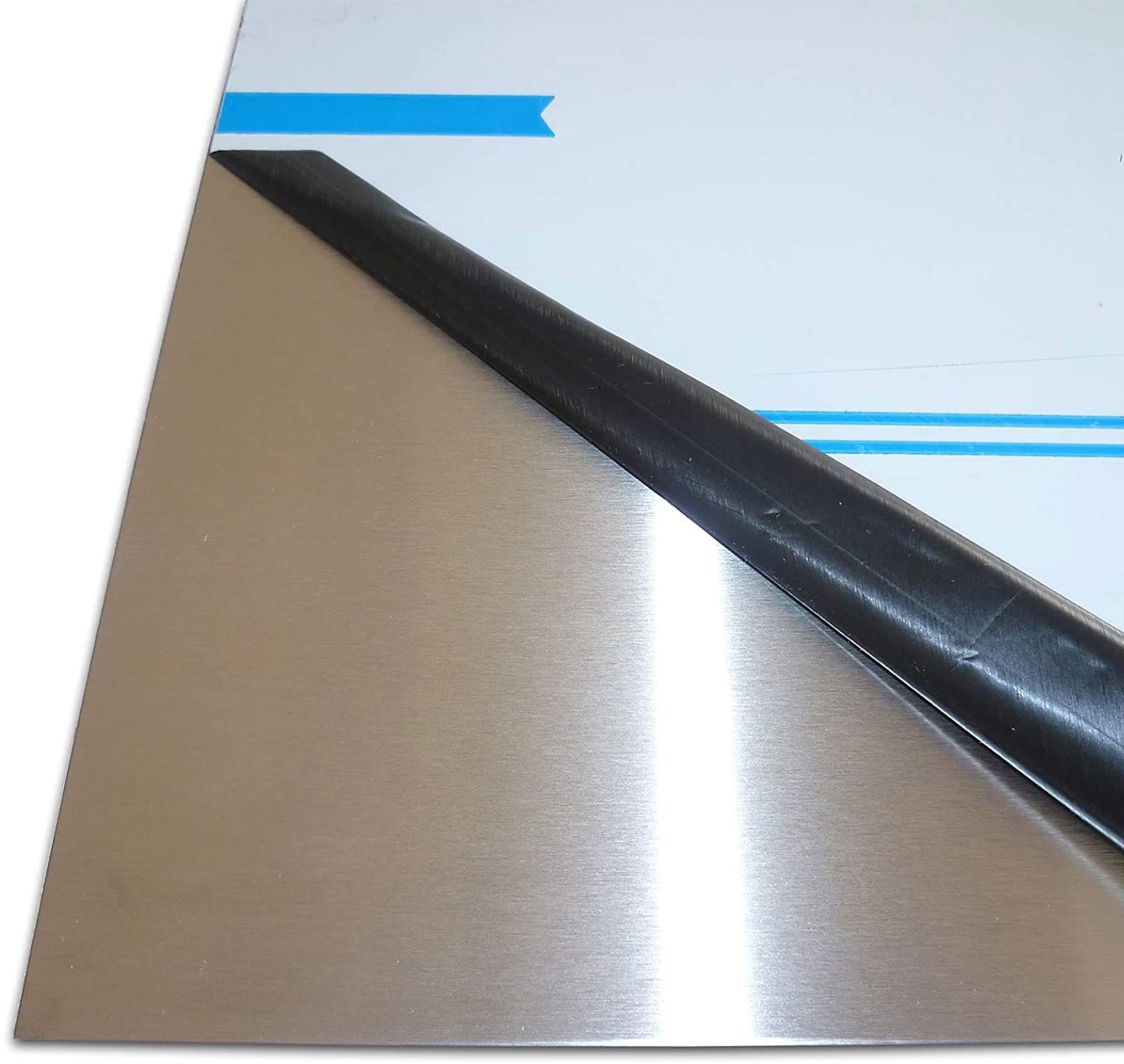 B&T Metall Edelstahl V2A Blech-Zuschnitt geschliffen K240, foliert | 1,5 mm stark | Größe 40 x 70 cm (400 x 700 mm)