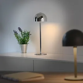 OTTO home Tischleuchte Akku Tischlampe Gerrin Indoor Outdoor, magnetischer Flaschenaufsatz, Dimmfunktion, Memoryfunktion, LED fest integriert, Warmweiß, Pilzlampe Flaschenaufsatz, Regulierung der Lichtstärke, Pilz, Lampe silberfarben