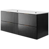 3e 3xe living.com 3XE Living Badezimmerschrank,, Schwarz, Kunststoff, 4 Schubladen, 120x57x46 cm, Badezimmer, Badezimmerschränke, Waschbeckenunterschränke