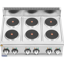 Royal Catering Elektroherd Gastro 12 kW 6 Kochplatten je Ø 19 cm 3 Heizstufen Tisch-Herdplatten, Kochplatte, Silber