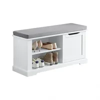 SoBuy Schuhbank, Weiß, Holzwerkstoff, 90x45x30 cm, Garderobe, Garderobenbänke, Schuhbänke