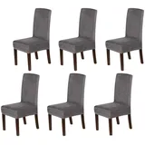 LINGKY Stuhlhussen 6er Set, Stuhlhussen für Esszimmerstühle, Stretch Samt Stuhlschoner Abnehmbarer Waschbarer, Stuhlbezug Universal für Esszimmer, Hotel, Bankett, Partys Deko