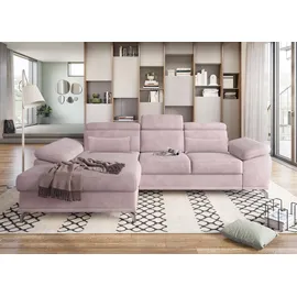 sit&more Ecksofa SIT & MORE "Cabrio L-Form, B: 295 cm, mit Sitztiefen-, Arm- & Kopfteilverstellung", rosa (rose), B:295cm H:87cm T:180cm, 100% Polyester, Sofas, Ecksofa, 2 Nierenkissen, Federkern, optional Bettfunktion und Stauraum