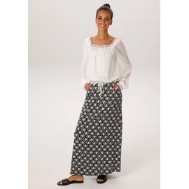 Aniston CASUAL Maxirock Damen Paisley Schwarz/Weiß 46
