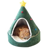 Wopohy Weihnachtsbaum Katzenhaus, Katzenmöbel niedlich abnehmbar Katzenzelt Höhlenbett, Soft Kitty Katze Tipi Haus Weihnachten warmes Katzenbett für den Winter, Katzenhaus Bett für Haustier Kätzchen