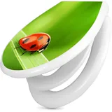 banjado Familien WC Sitz mit Absenkautomatik 44,9x37,1cm - Klobrille mit Kindersitz aus hochwertigem Polypropylen - Toilettendeckel mit Kinder Toilettensitz integriert - Motiv Marienkäfer